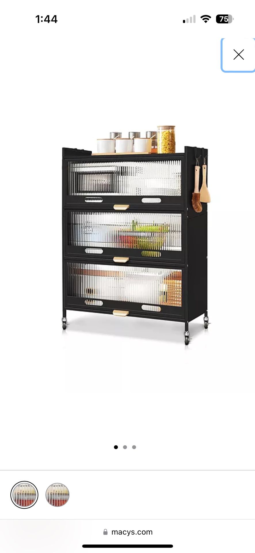 Brand New 3 Door Accent Cabinet, 4 Tier Kitchen Organizer Shelf,