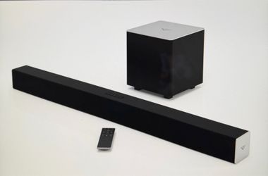 Vizio sound bar with subwoofer Bluetooth connection.