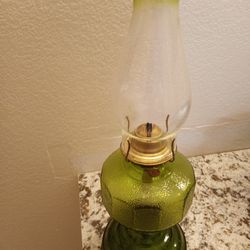 Rare antique green kerosene oil lamp