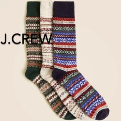 ❄️(NEW) MEN’S J.CREW LAMBSWOOL-BLEND SOCKS THREE-PACK - SIZE: OS (ONE SIZE)❄️