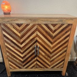 Pier 1~ Kadhi Chevron Cabinet (Mango Wood) (2)