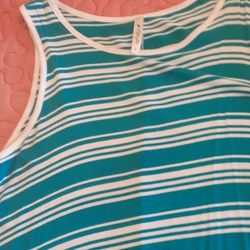 Turquoise And White Tunic With Pockets