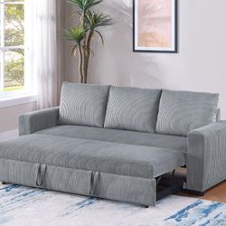 Convertible Sofa- Sleeper sofa Grey corduroy Sectional Sofa Bed, Sectional Sofa Bed, Grey Sofa, Sleeper Sofa, Grey Couch, Reversible Sectional, Sectio