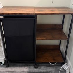 Laundry Hamper Cart with Shelves