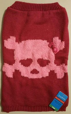 Pink Fleece Pet Skull Sweater - Large