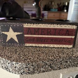 God bless America Teal Light Holder