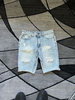 Blue denim light wash shorts