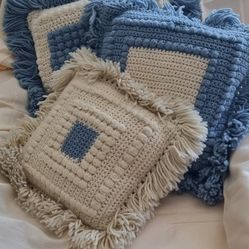 Vintage Crocheted Pillows Set of 3