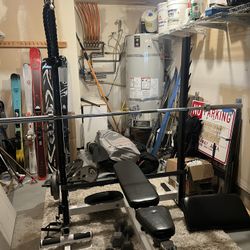 Weights and bench with attachments