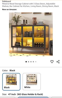 Bar Cabinet with LED Lights, 47"