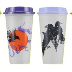 Starbucks Halloween 2022 Set Of 6 Reusable Glow in The Dark Hot Cups Limited New