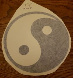 Custom decals and stickers. Vehicle lettering, window lettering, signs and banners your your business. Here is a 5¼ inch BLACK YING YANG STICKER.
