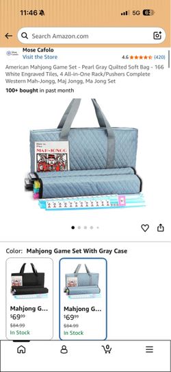 Mose Cafolo American Mahjong Game Set - Blue Quilted Bag
