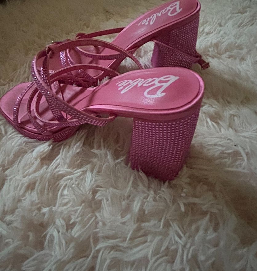 Pink rhinestone Barbie shoes