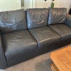 Leather Grey Couch Detachable Back Pillow For Sleeping- Delivery Available 