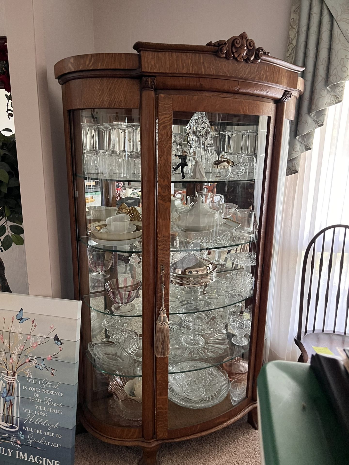 China Cabinet With Mirror Back.