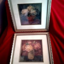 VINTAGE FRAMED FLORAL ART