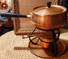 Vintage Mid  Century Modern Made In Japan  Copper Fondue Set