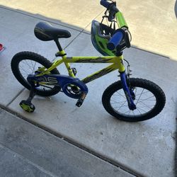 Bike with Training Wheels And Helmet