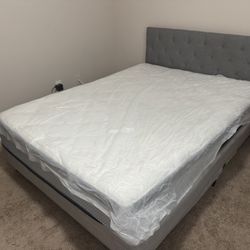 Bed For Sale (Box Spring, Mattress, Headboard, Railings Included)