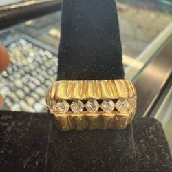 14KT Ring W/ Channeled Diamonds 41032-1