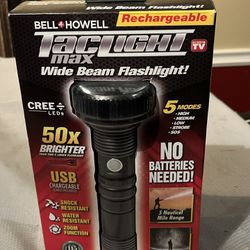 Bell Howell Taclight Max Wide Beam High Power Handheld Rechargeable Flashlight