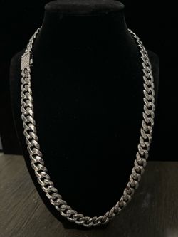 22” Stainless 8mm Cuban with Iced out CZ Box Lock