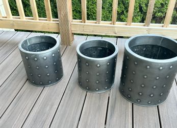 3 Metal Planters
