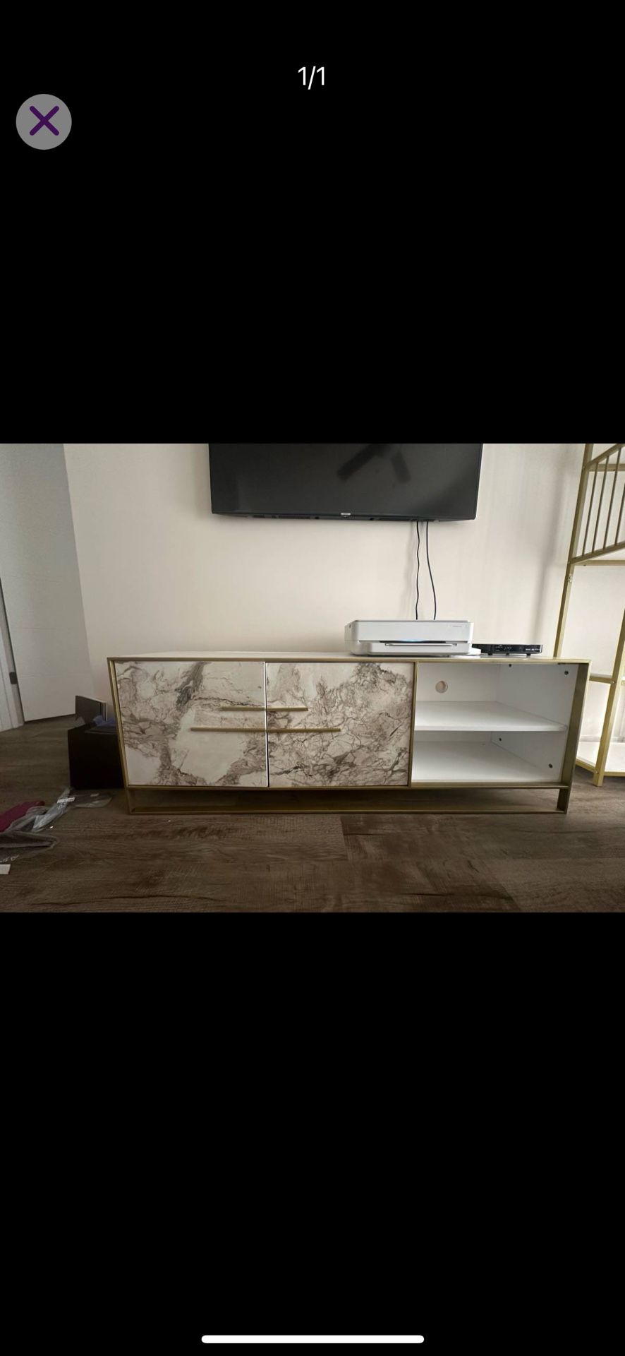 Gold And White TV stand