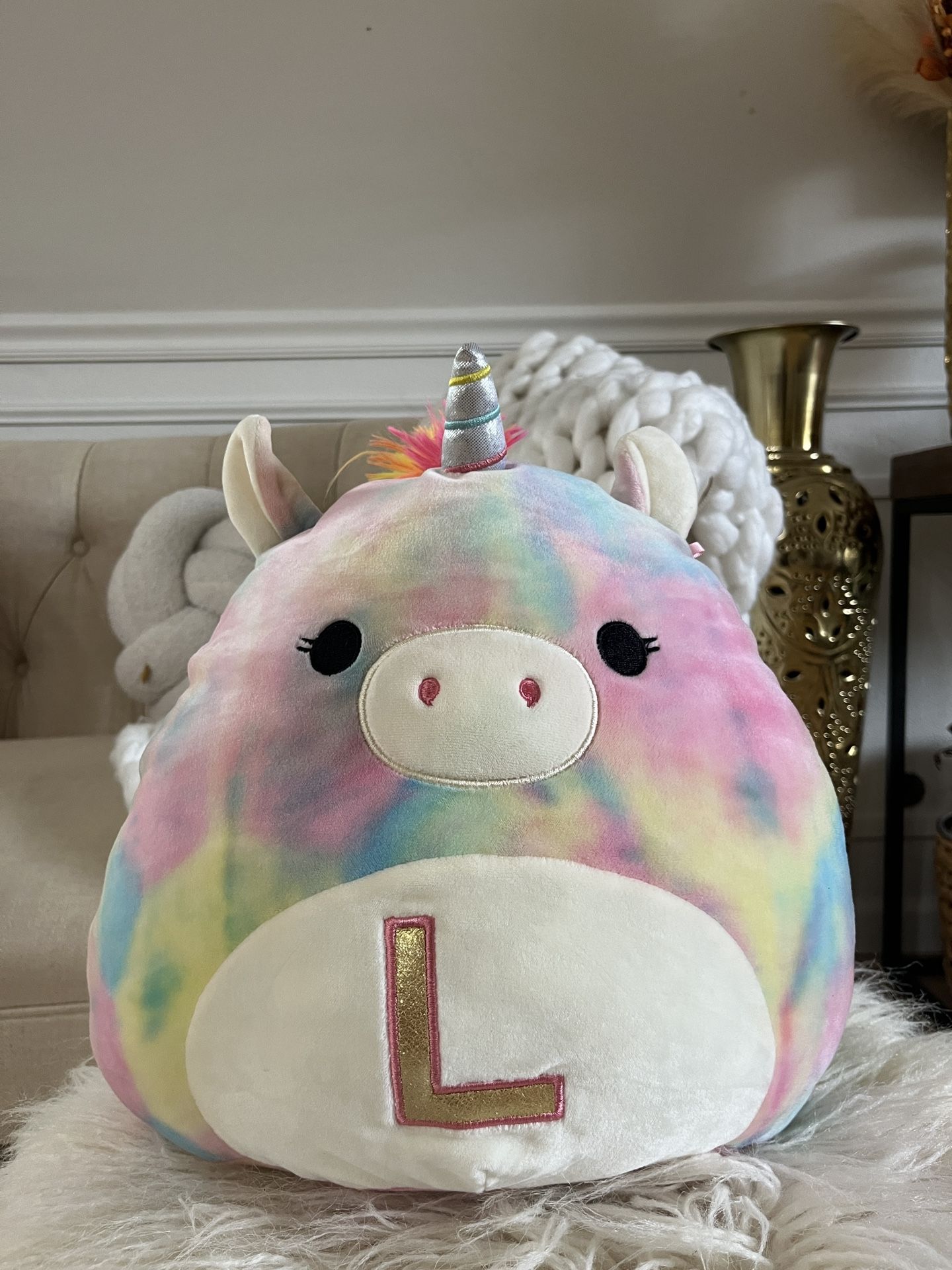 Squishmallow 12” Unicorn Initial L Collectible Squish