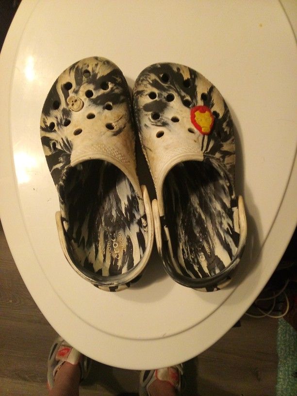 Pair Of Black And White Boys Crocs