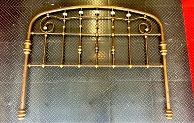 Antique Brass and Porcelain Bed Head and Foot Board.