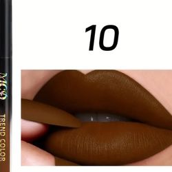 Brillo Labial Mate de Terciopelo Marrón de Pigmentación Rica - Suave como Terciopelo, Larga Duración, Labial Líquido Hidratante - No Pegajoso, Color F