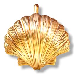 1970s Vintage Gold Color Brass Clam Shell Picture Frame 4"×4"
