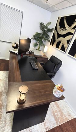 78.7" L-Shaped Executive Office Desk with Drawers, Like New