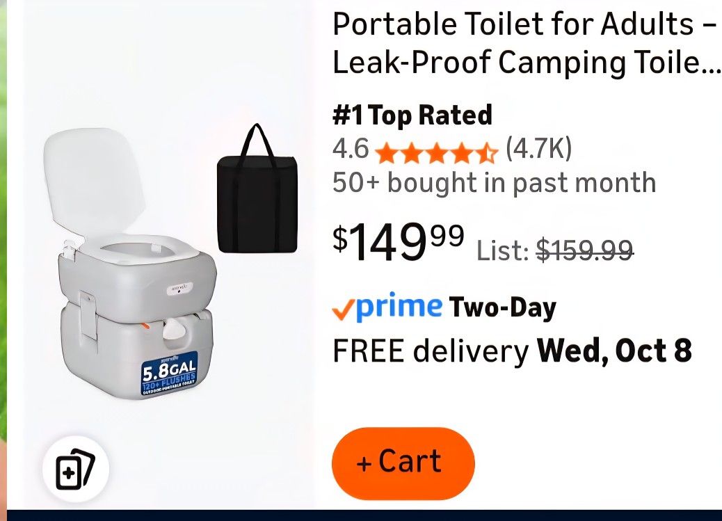 Portable Camping Toilet With Carrying Bag