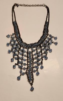 Light Blue And Gunmetal Bib Necklace