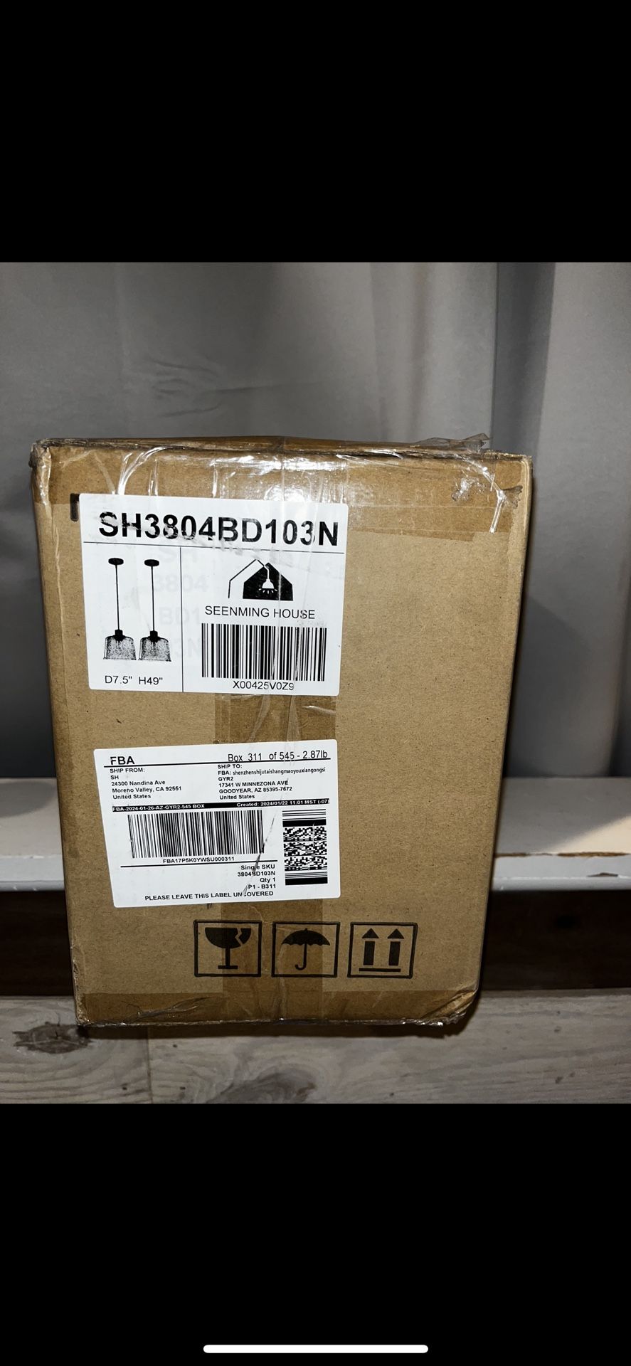 D7.5" H49" Hanging Two Frosty Pedants