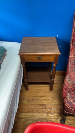 Vintage Wood Nightstand with Drawer and Shelf