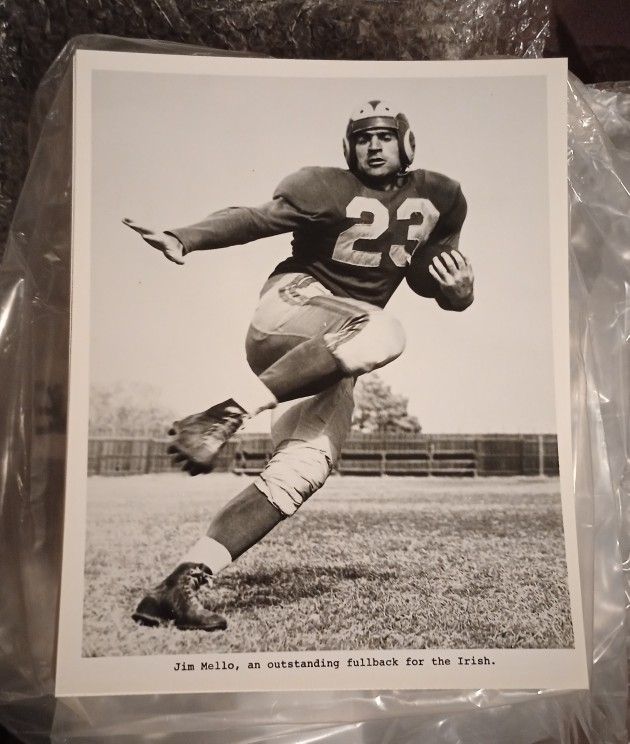 Jim Mello Notre Dame College Football Player 8x10 Glossy Black and White Photo Vintage Collectible