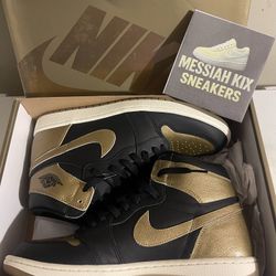 Nike Air Jordan 1 Retro High Og Black-Metallic Gold Mens Sz 13