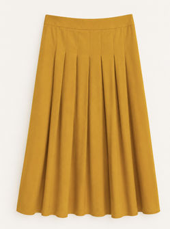 Mustard Yellow Pleated Midi Skirt
