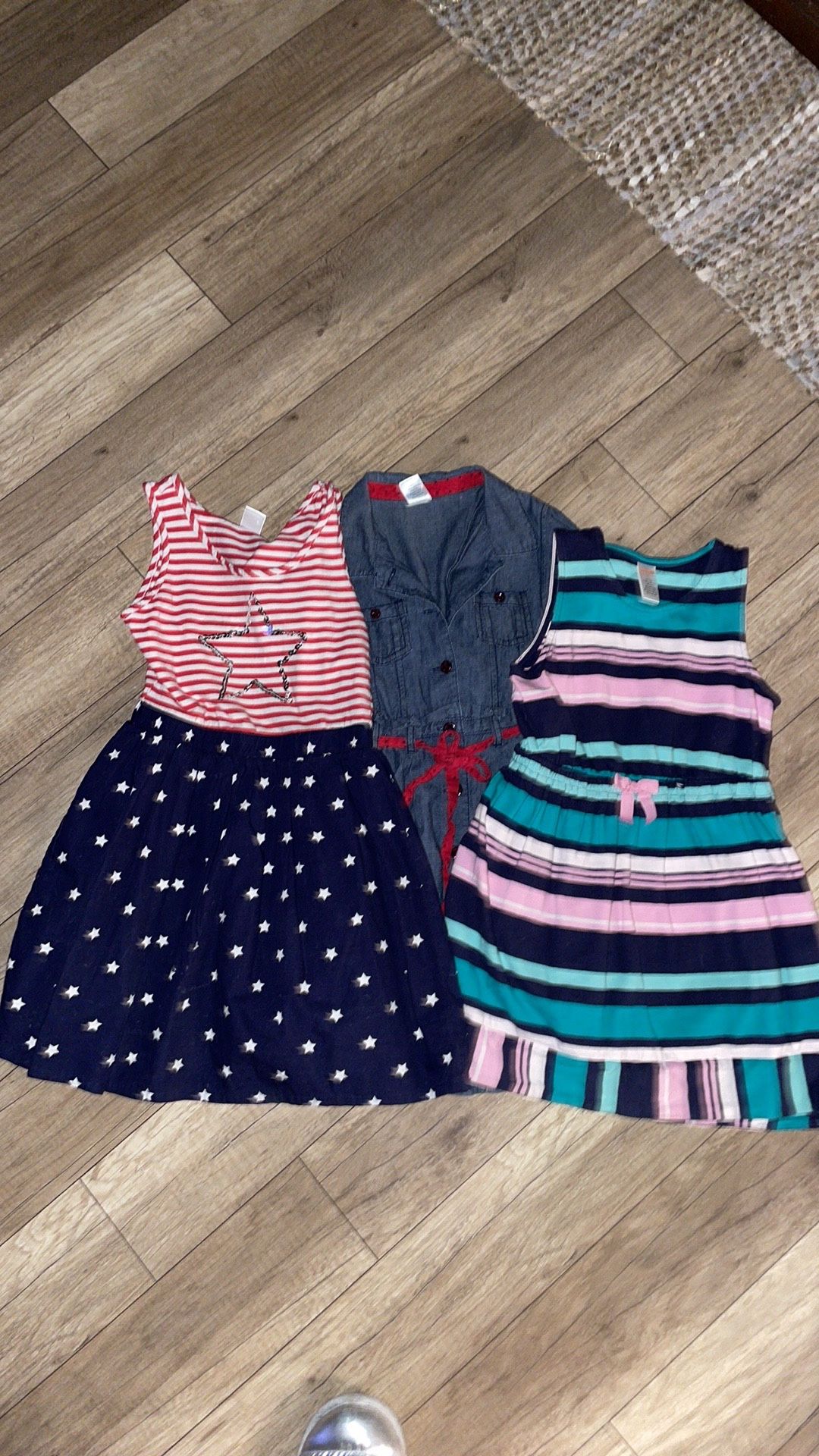 Girls Gymboree Stars And Stripes Jean Denim Stripped Dress Dresses Aize 7