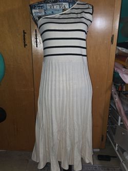 Cream and black line large dress