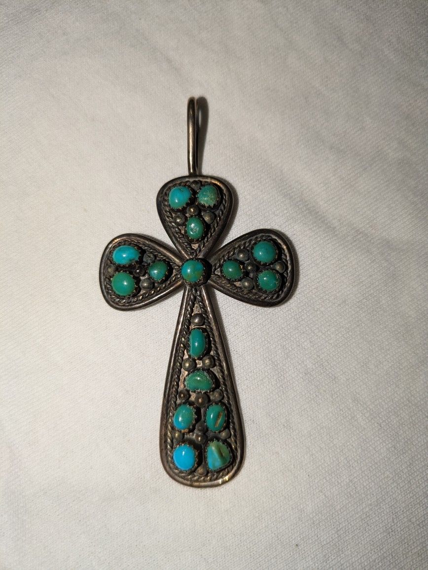 VTG STERLING Navajo Turquoise Pendant (Artist Irvin Chee)