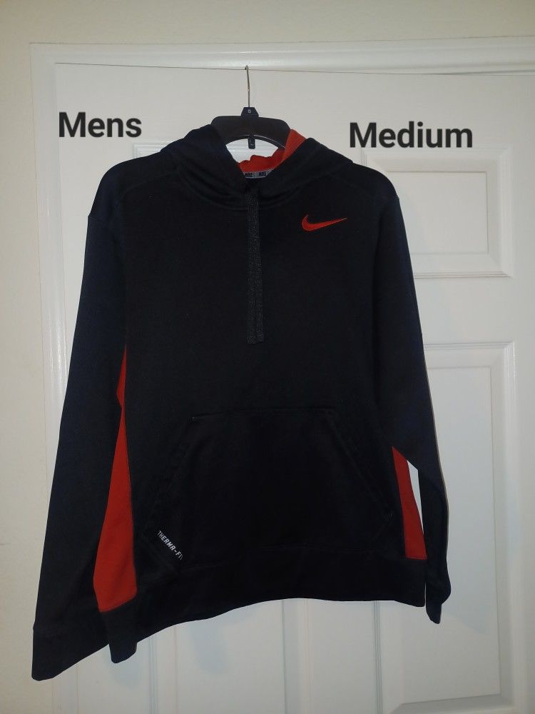 Nike Black With Red Check Pullover Hoodie - Men's Medium