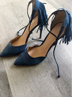 Aldo Navy Suede Fringe Stiletto Heels