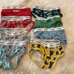 8 pc Carter's Fun Print Kids Underwears- trucks, animals and sports size 4/5