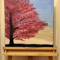 Hand-Painted Original On Canvas - Colorful Tree Leaves Art Decor - Nature - Acrylic Wall Art on Canvas 20” wide x 20” tall (1” canvas width)