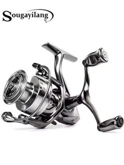 SOUGAYILANG 5.0:1 Gear Ratio Silver Spinning Fishing Reel